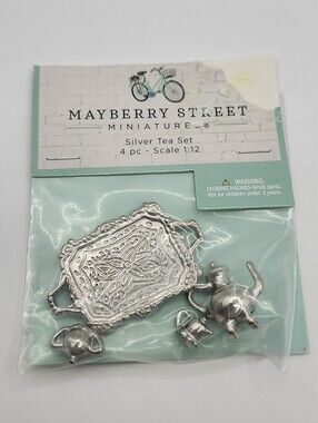 Mayberry Street Miniature 4 Pc Silver Tea Set 1:12 Scale Hobby Lobby US Product